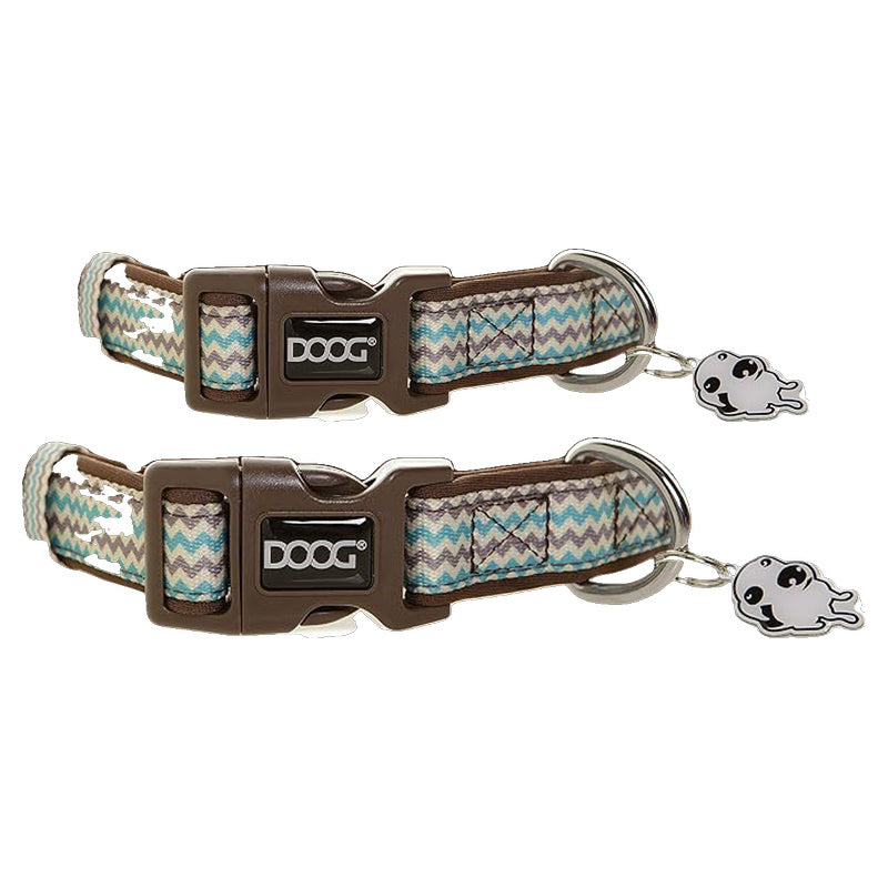 Doog Benji Collar with Brown & Blue Zigzag