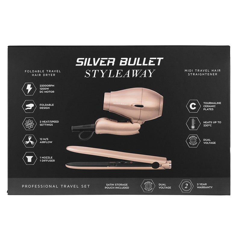 Silver Bullet Styleaway Hair Dryer & Straightener Travel Set