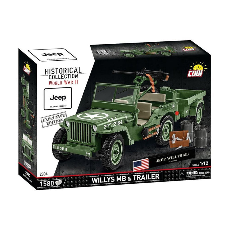 World War 2 Willys MB + Trailer Exclusive (1580 Pcs)