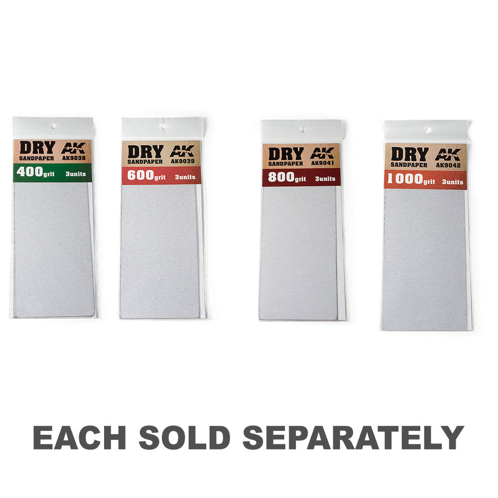 AK Interactive Dry Sandpaper 3pcs