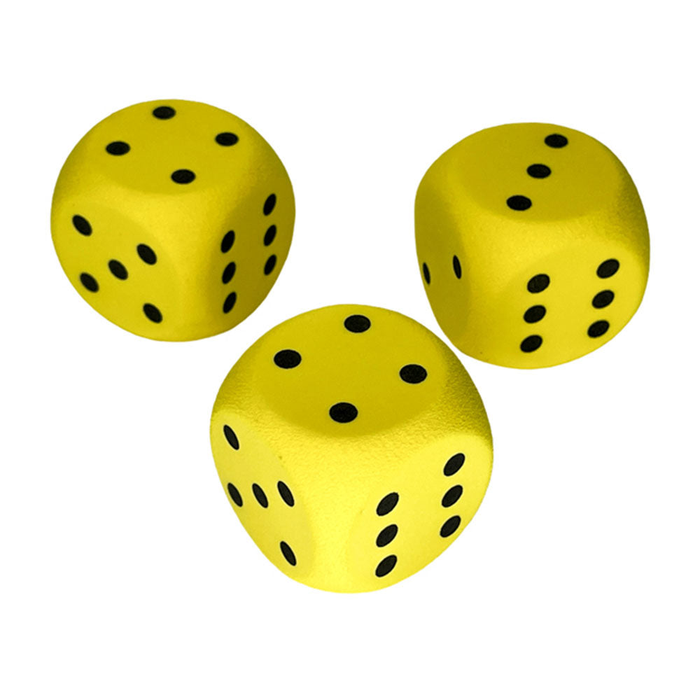 Chessex Foam Round Cornered Pips Dice 50mm (Yellow/Black)