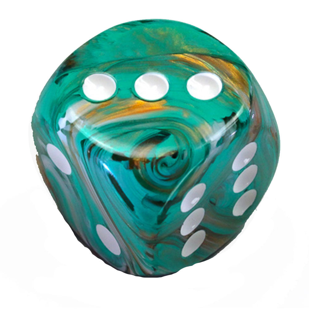 Chessex Marble D6 Dice 30mm (Oxi-Copper/White)