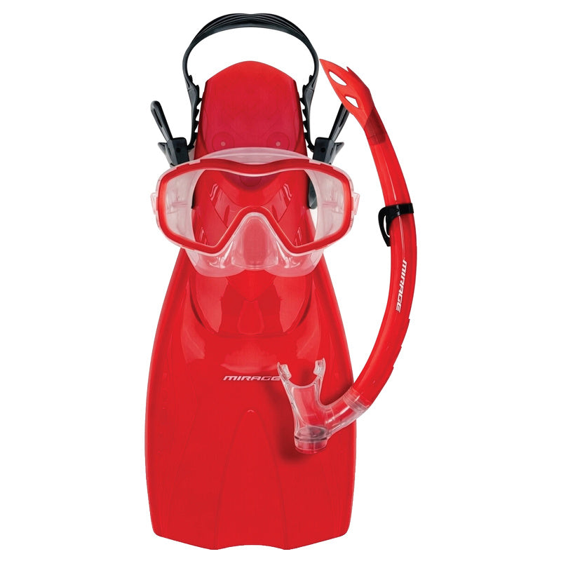 Shrimp Junior Silitex Mask, Snorkel & Fin Set (Red)