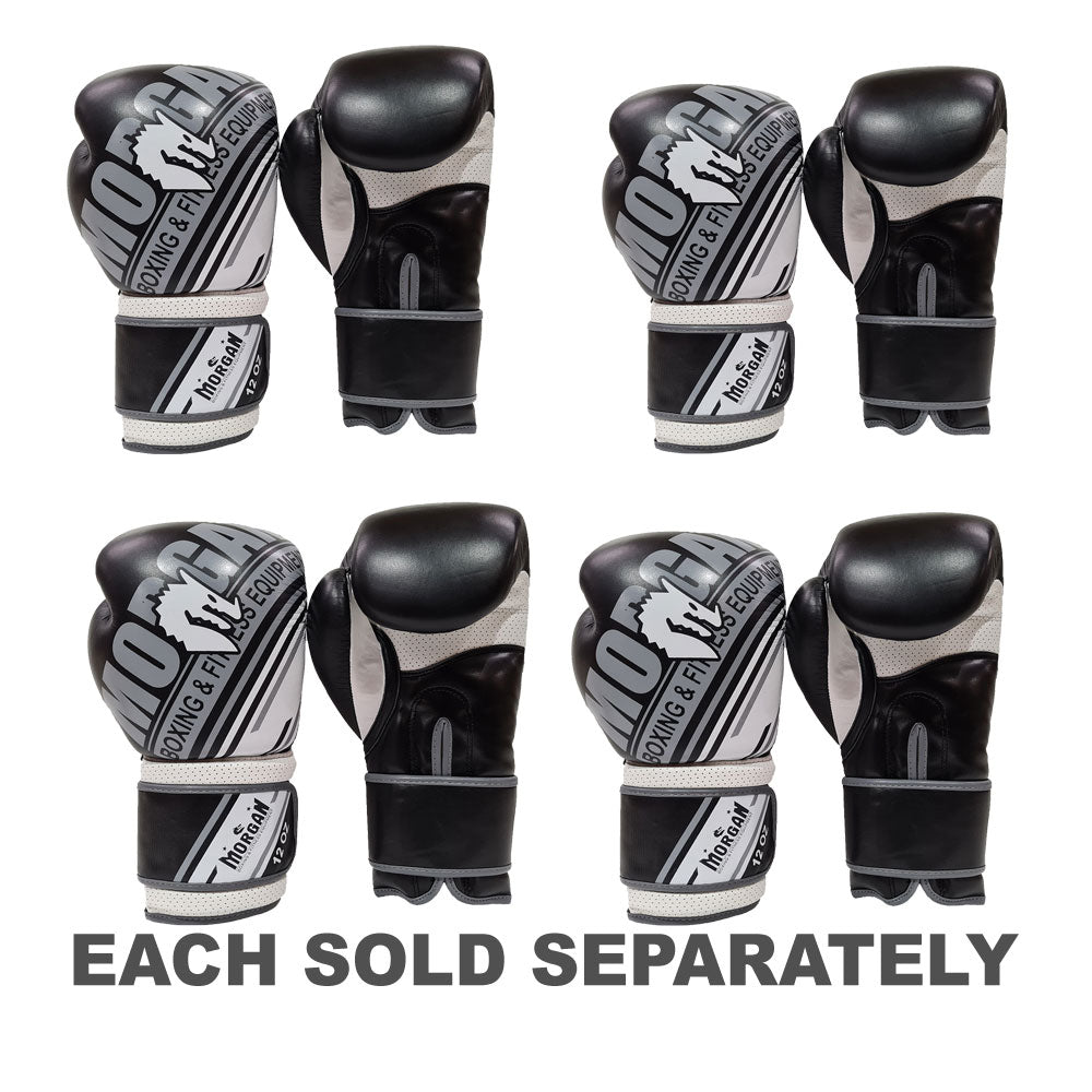 Morgan Aventus Leather Boxing Gloves (Black/White)
