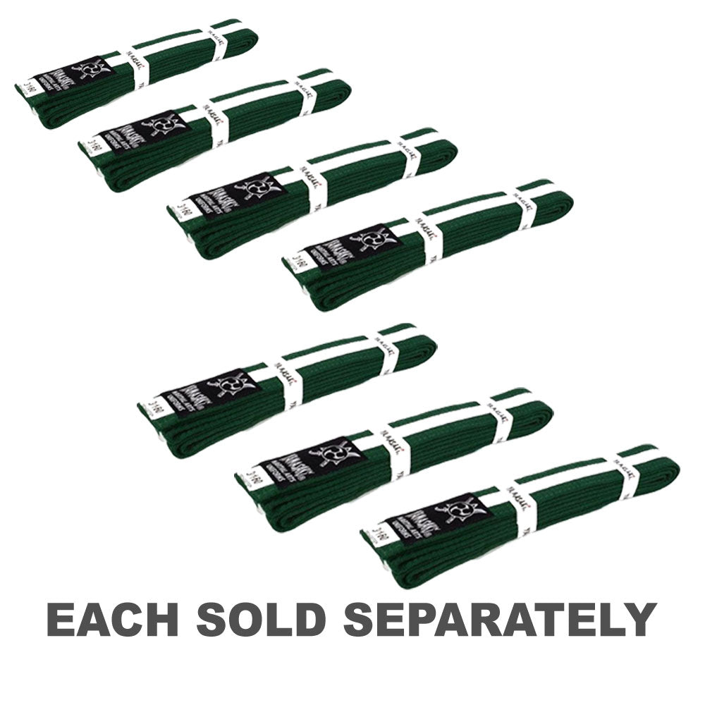 Yamasaki Coloured Martial Arts Belts with White Stripe (Green)