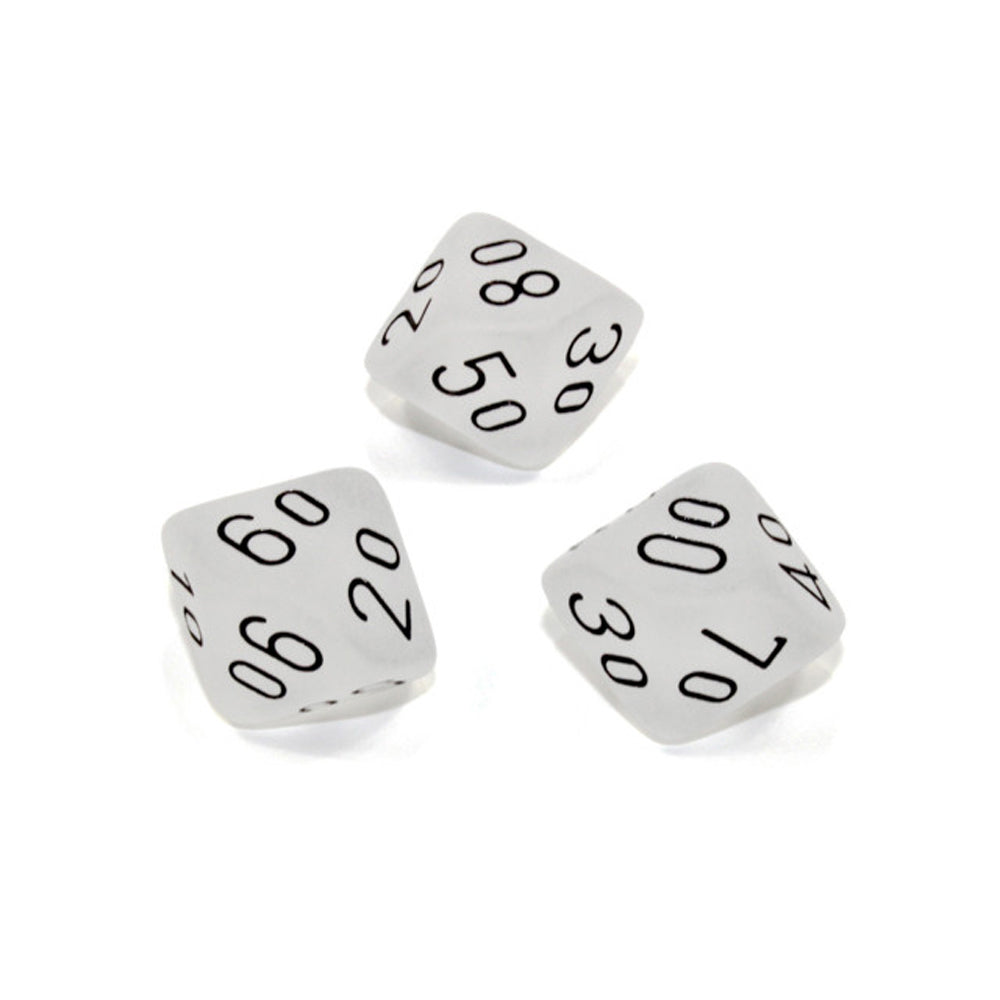 Chessex Tens 10 Dice Frosted Polyhedral (Clear/Black)