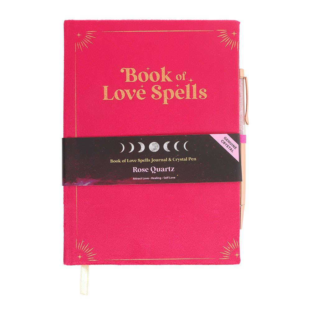 Book of Love Spells Journal with Rose Quartz Crystal Pen