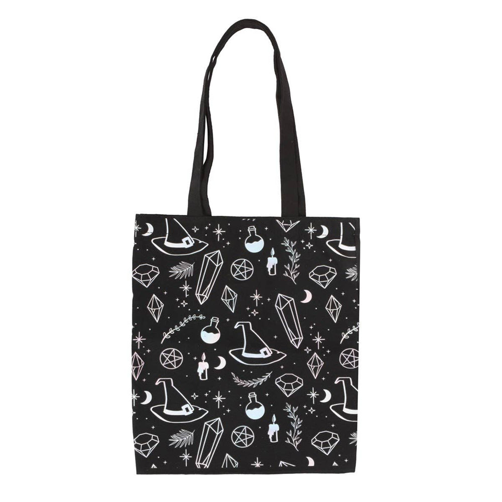 Crystal Witch Print Poly Cotton Tote Bag
