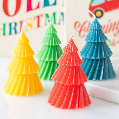 Colourful Christmas Tree Candles (Set of 4)