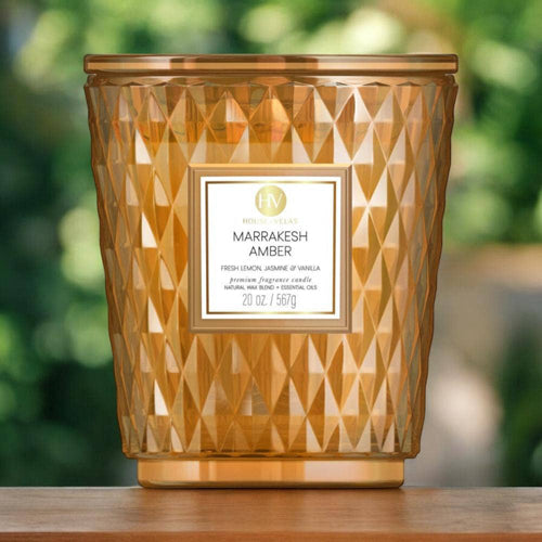 Marrakesh Amber Coloured Glass Candle 595g