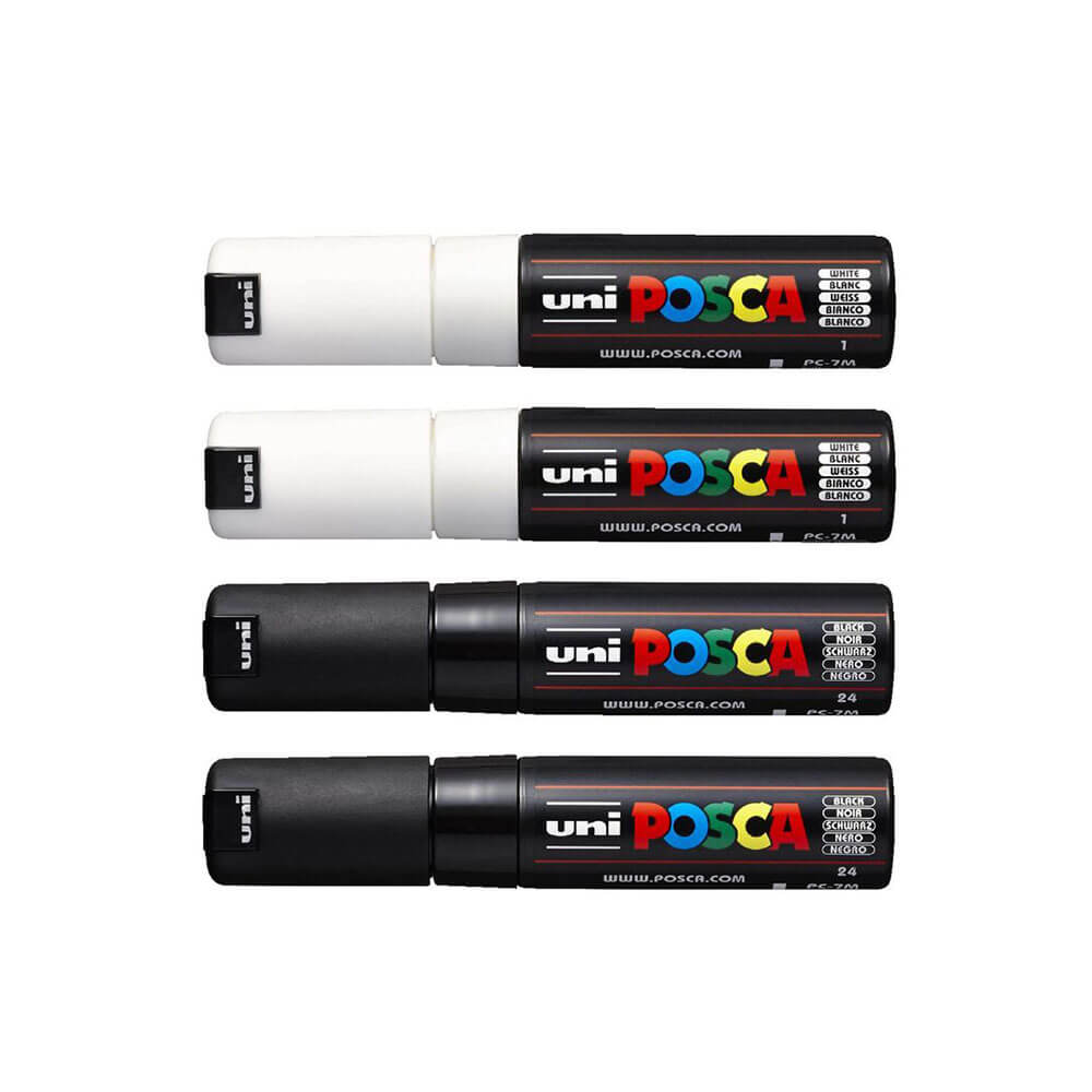 Uni Posca 8mm Tip Marker Assorted (4pk)