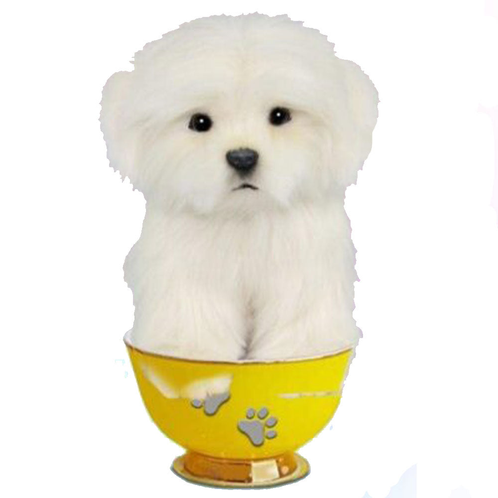 Realistic Dog Tea Cup Plush Toy 15cm