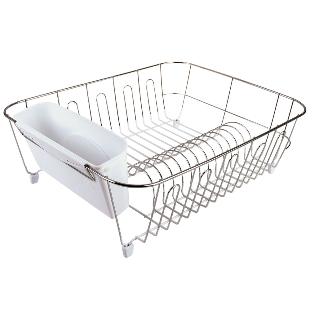 D.Line Large Dish Drainer Chrome/PVC with Caddy