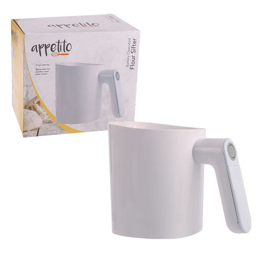 Appetito Battery Operated 4-Cup Flour Sifter (White)