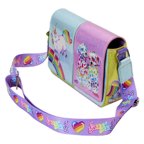 Lisa Frank Holographic Glitter Color Block Crossbody Bag