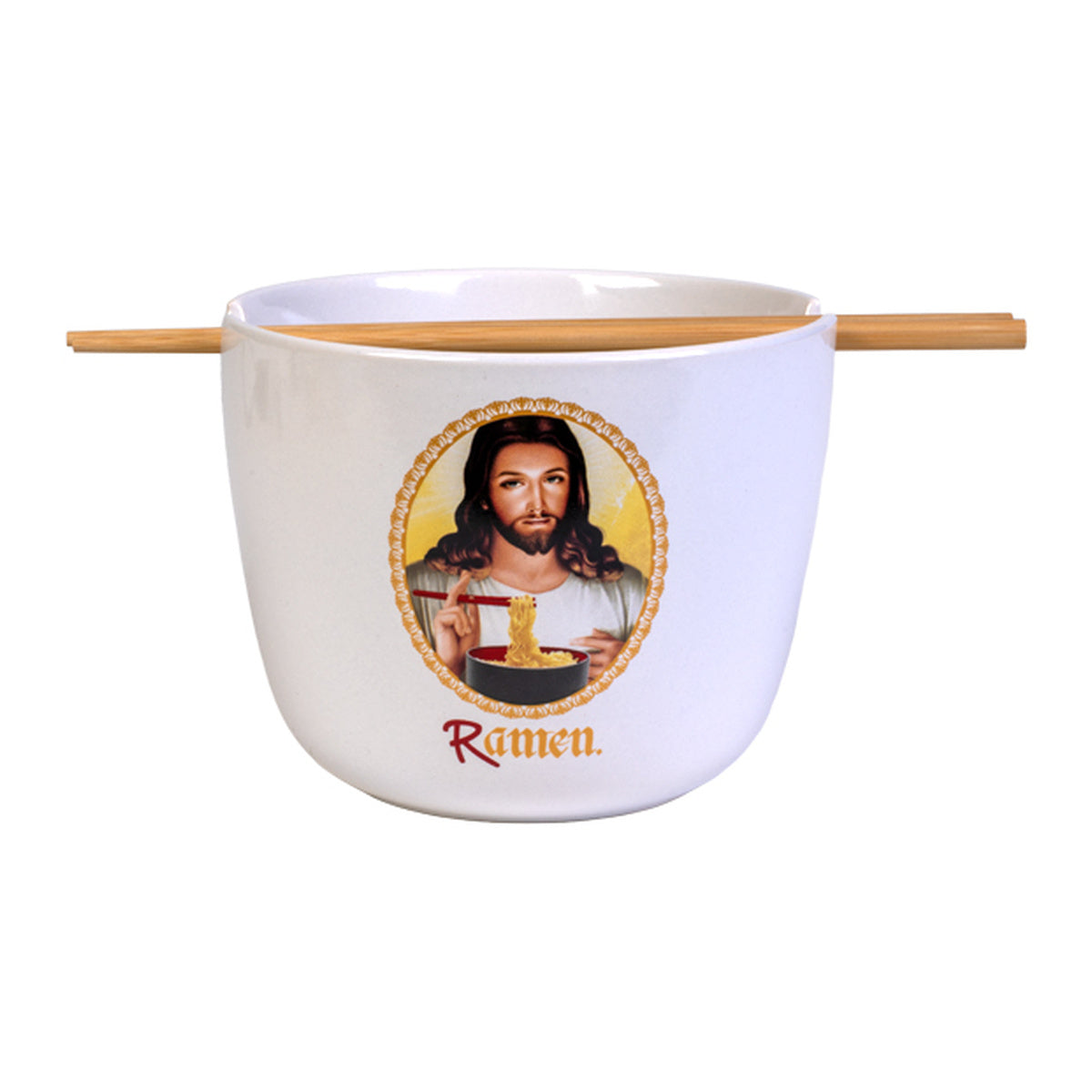 Ceramic Noodle Bowl with Bamboo Chopsticks