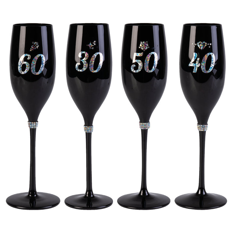 Black Luxe Birthday Champagne Flute