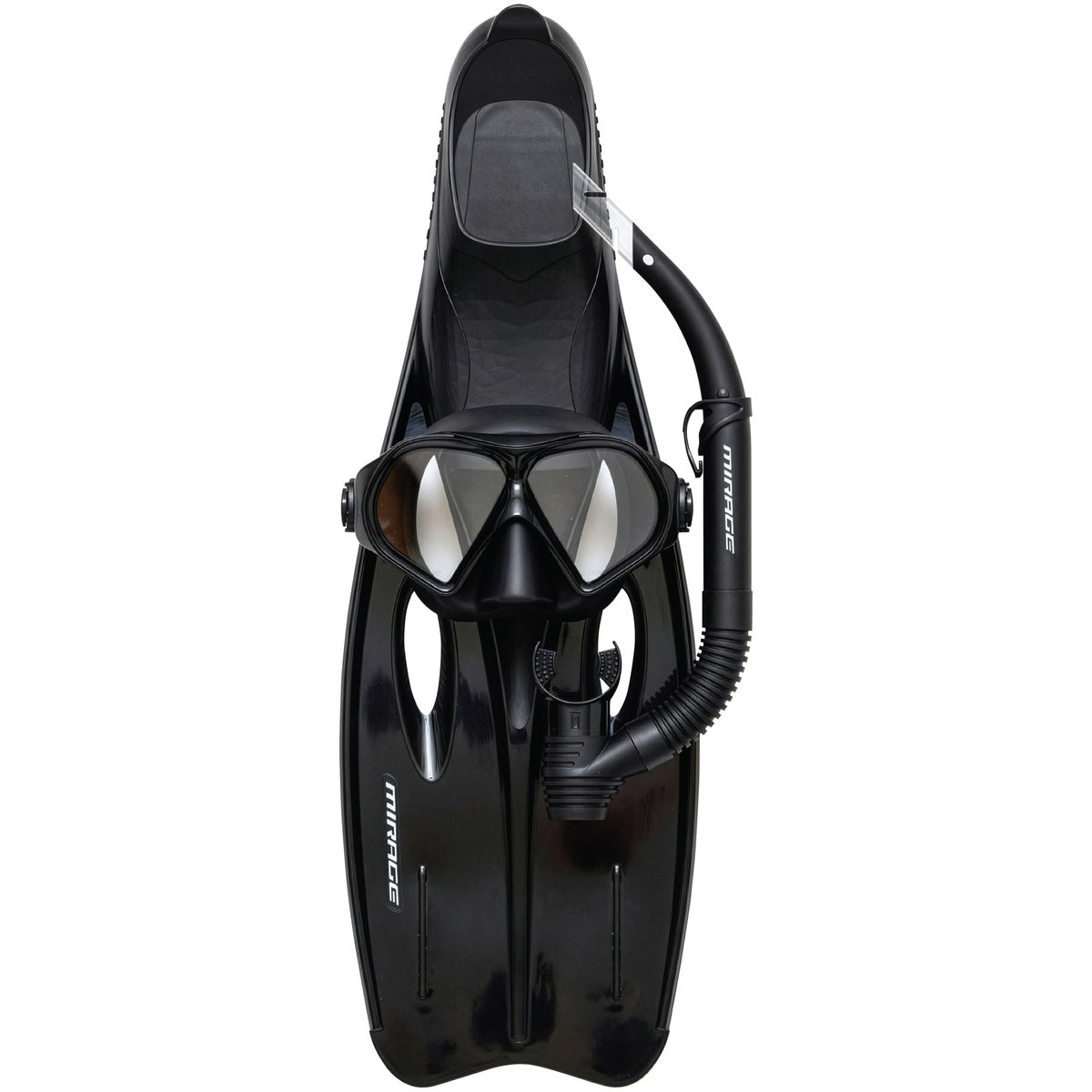 Challenger Adult Silicone Mask, Snorkel & Fin Set (Black)