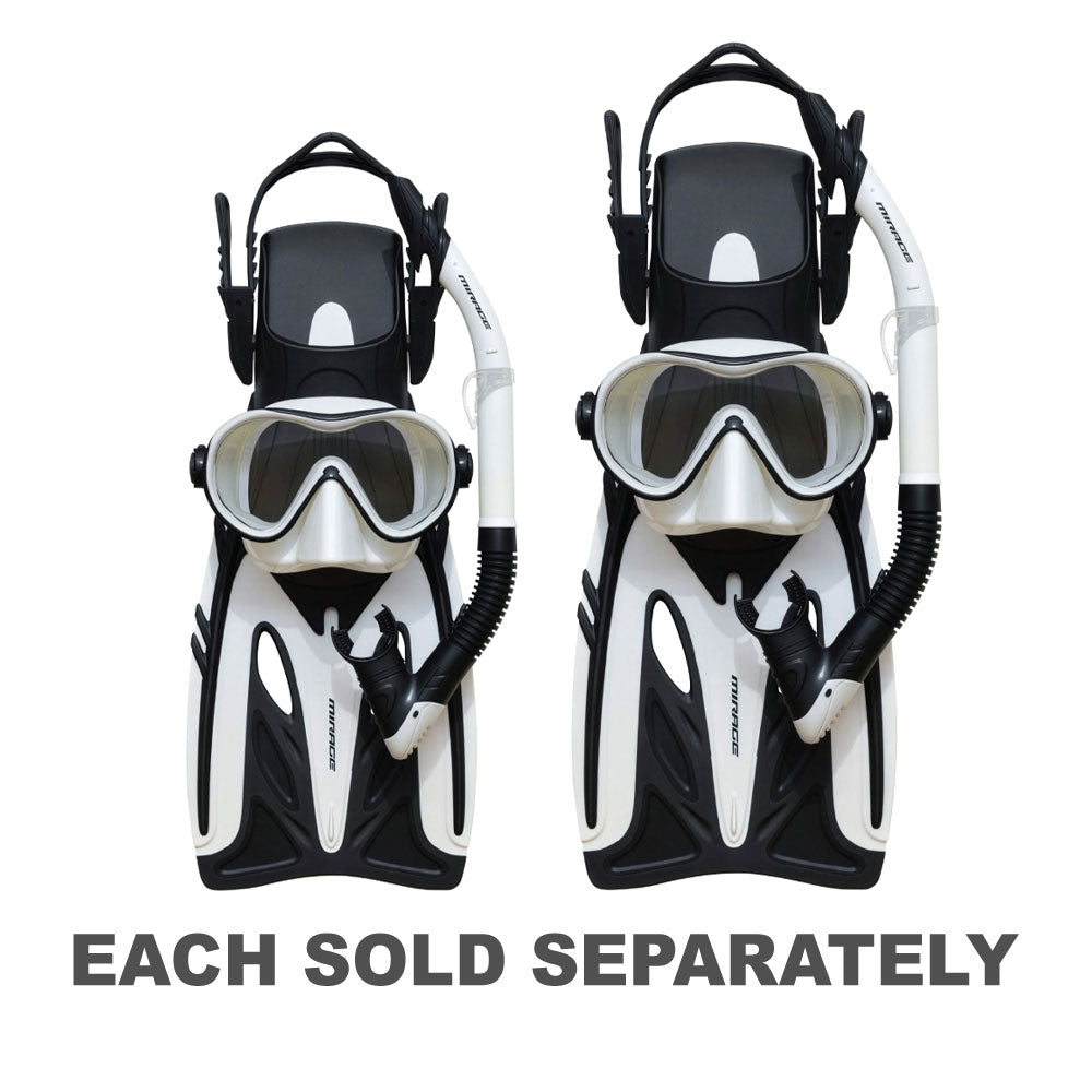 Phantom Adult Silicone Mask, Snorkel & Fin Set (White)