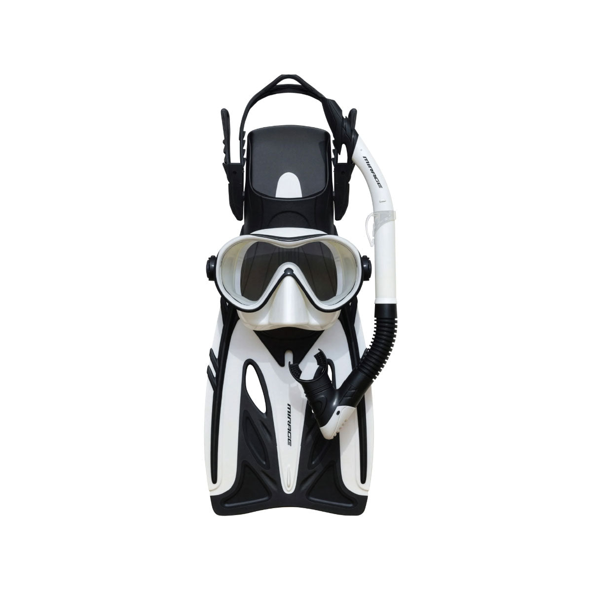 Phantom Adult Silicone Mask, Snorkel & Fin Set (White)
