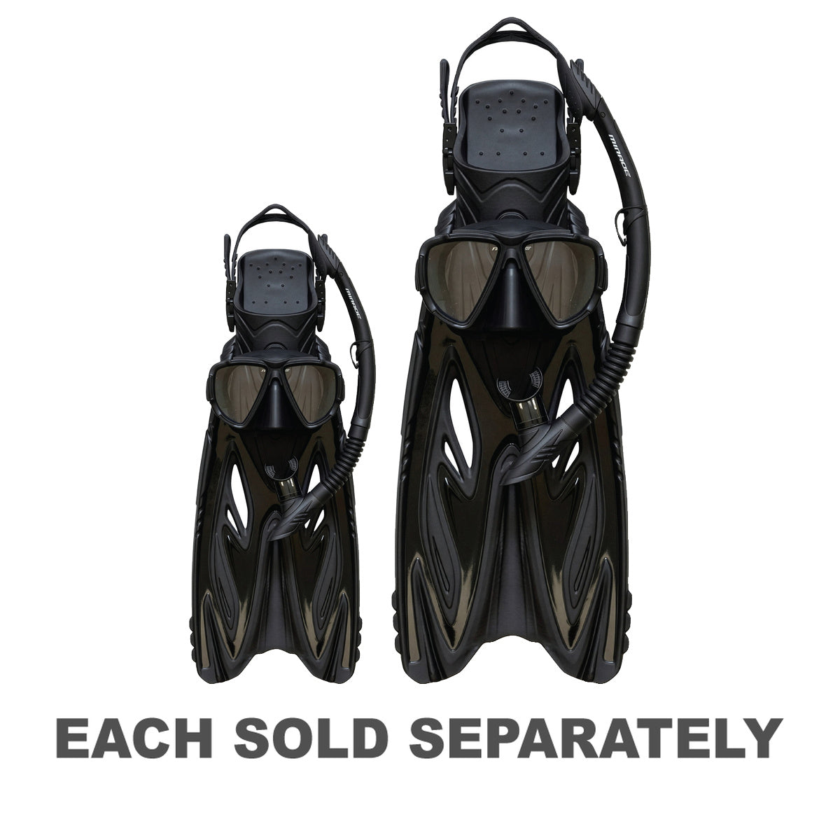 Rayzor Gold Adult Mask, Snorkel & Fin Set (Black)
