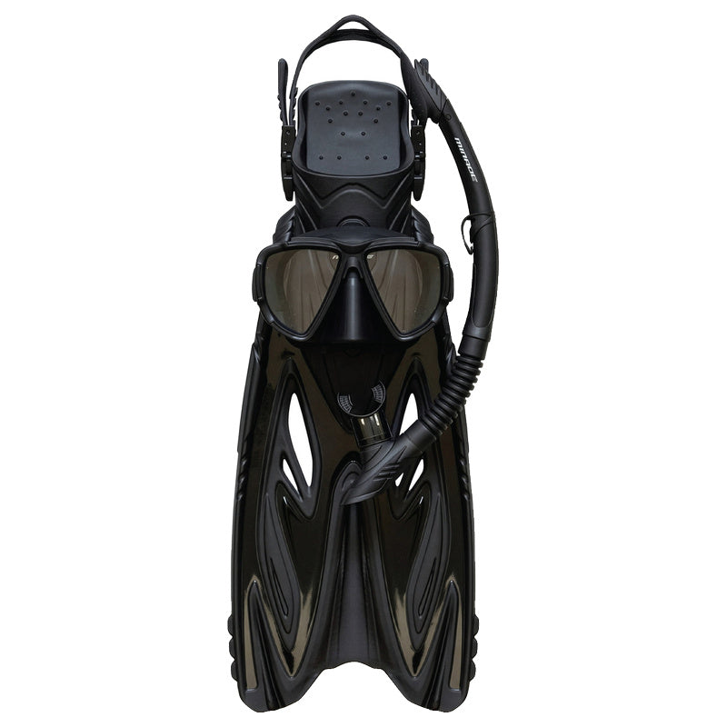 Rayzor Gold Adult Mask, Snorkel & Fin Set (Black)