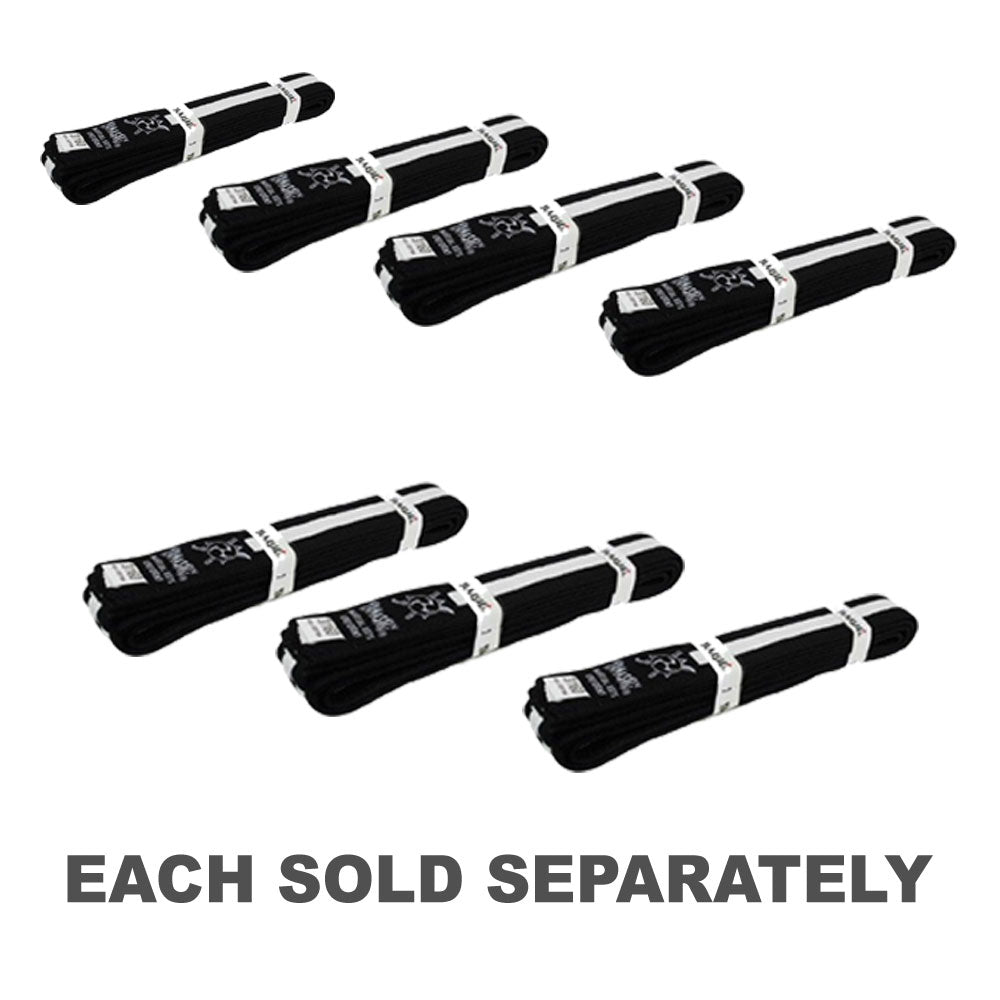 Yamasaki Coloured Martial Arts Belts with White Stripe (Black)