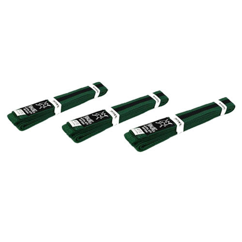 Yamasaki Coloured Martial Arts Belts w/ Black Stripe (Green)