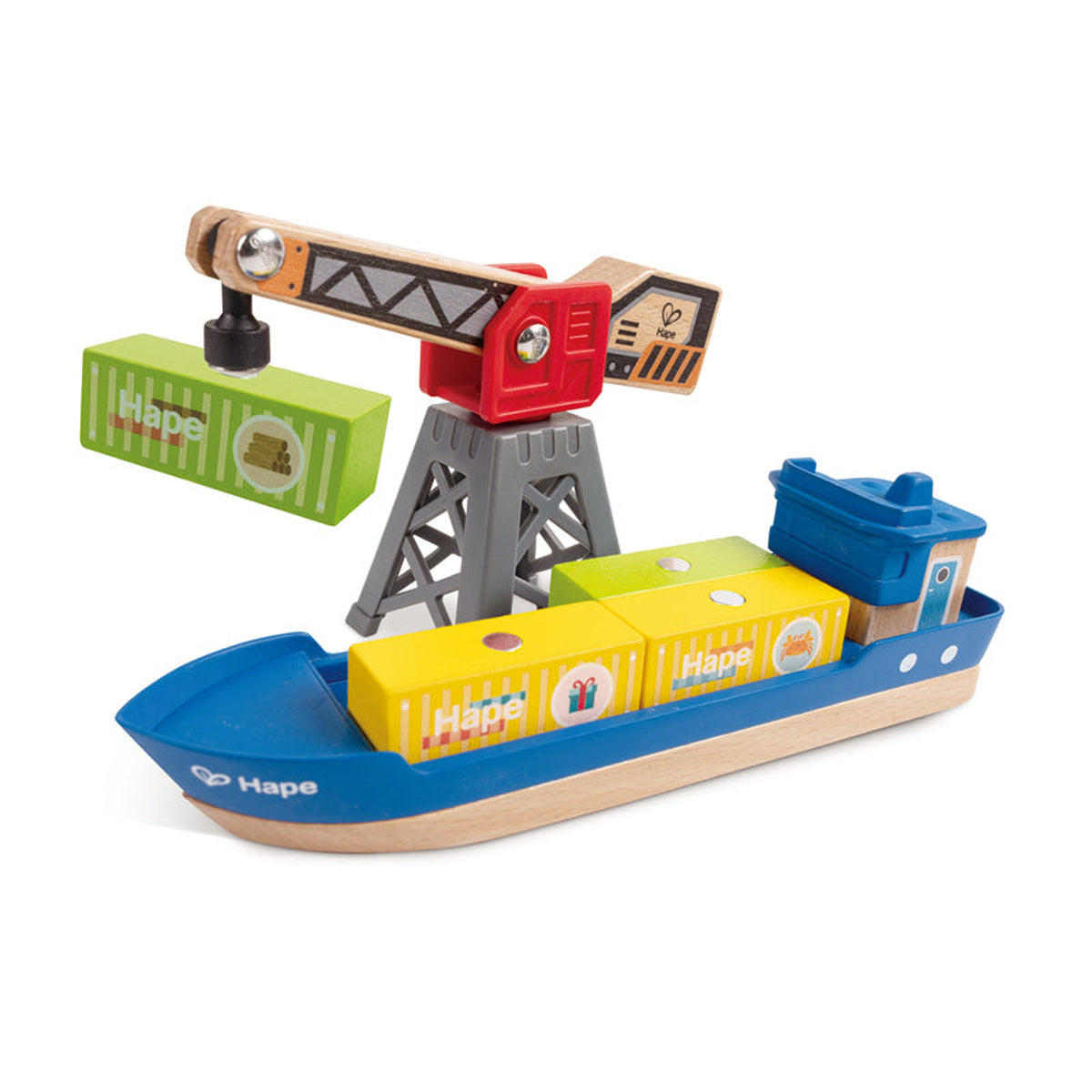 Hape Cargo Ship & Crane Playset