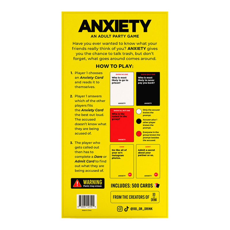 Anxiety Party Card Game