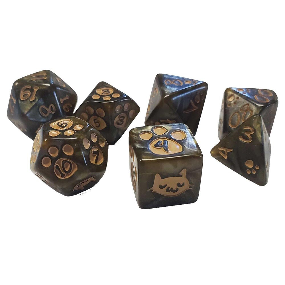 Kitten Polyhedral Dice Set (Brown)