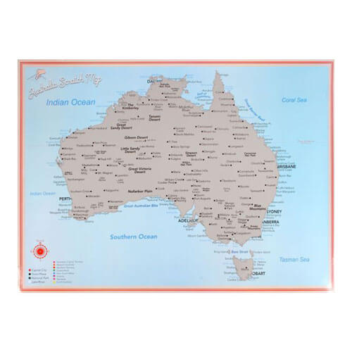 Deluxe Australian Travel Scratch Map Poster (85x61cm)