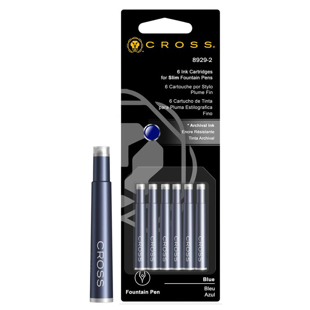 Slim Fountain Pen Ink Cartridges (6 Per Card)