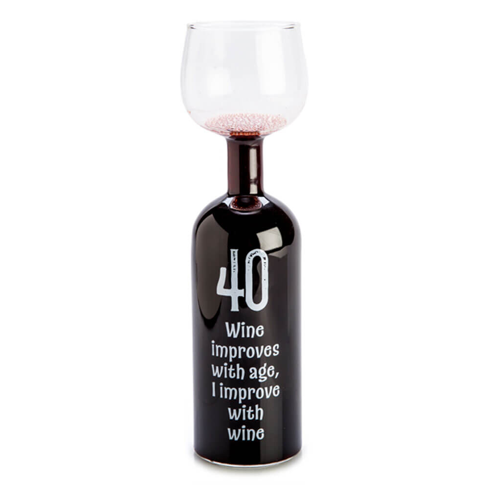 Happy Birthday Wine Bottle Glass