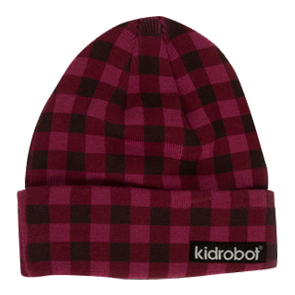 Kidrobot Beanie Raspberry Gingham Classic Robot