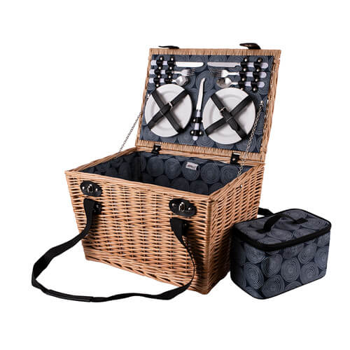 Avanti 4P Wicker Picnic Basket (Dot Circles)