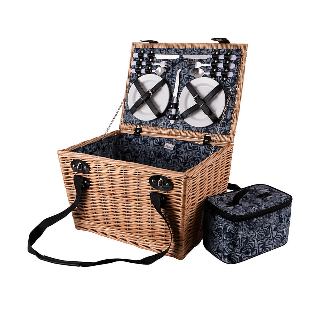 Avanti 4P Wicker Picnic Basket (Dot Circles)