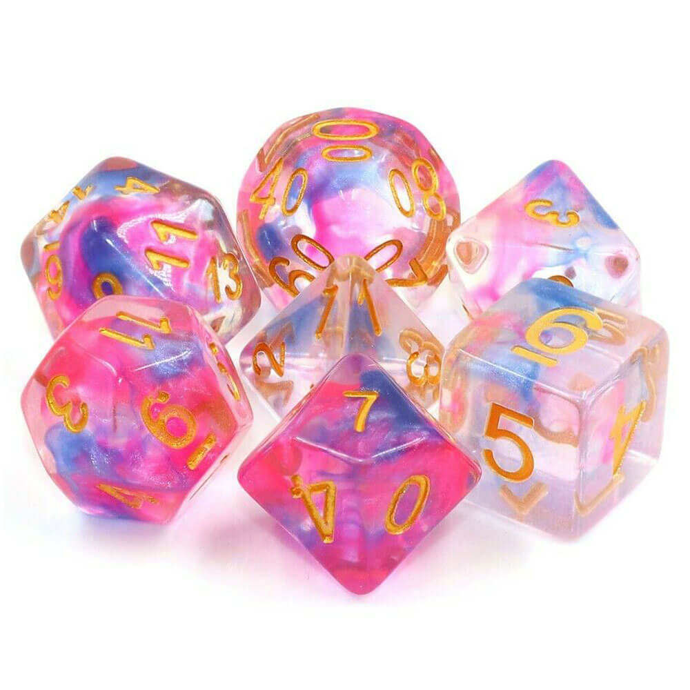 TMG Dice Dreams Pink/Blue Swirl Translucent (Set of 7)