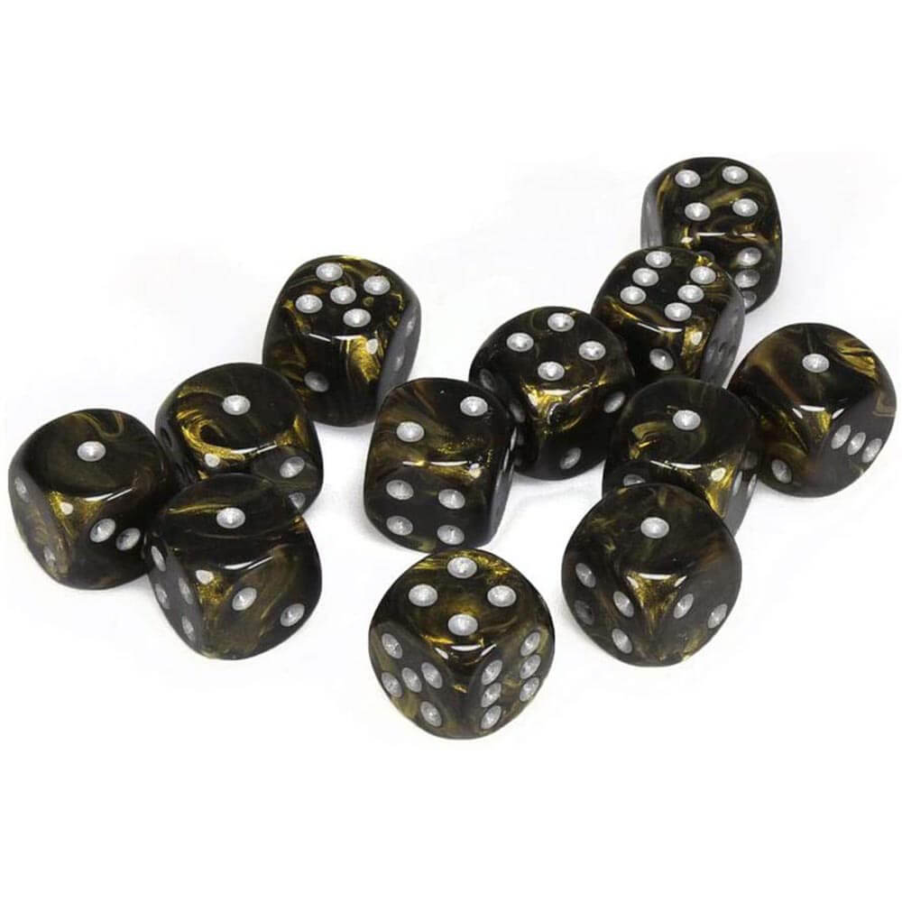 D6 Dice Leaf Black Gold/Silver