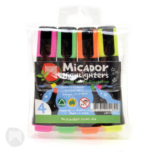 Micador Eco Highlighters 4pk (Assorted)